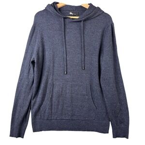 The Commons Mens Merino Wool Pullover Hoodie Navy Blue Long sleeve Large Casual